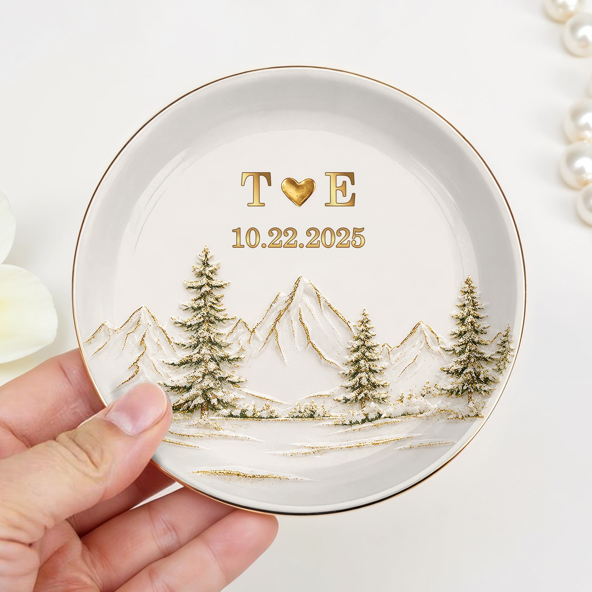 Personalized Ceramic Jewelry Dish Custom Couple Gift Adventure Jewelry Dish GradoCreations