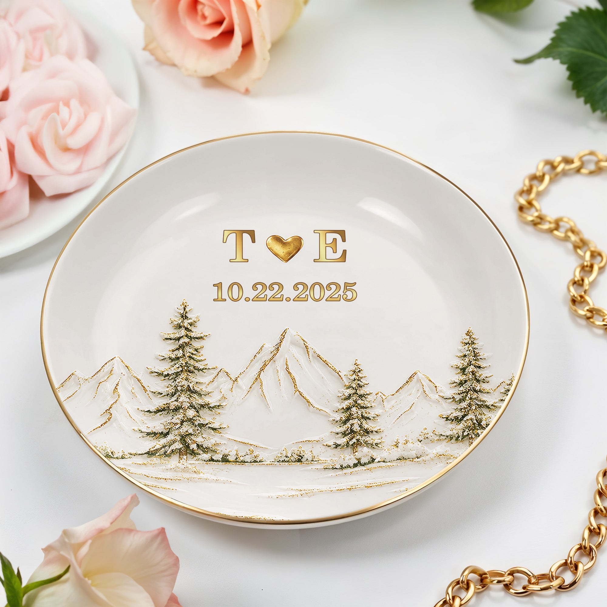 Personalized Ceramic Jewelry Dish Custom Couple Gift Adventure Jewelry Dish GradoCreations