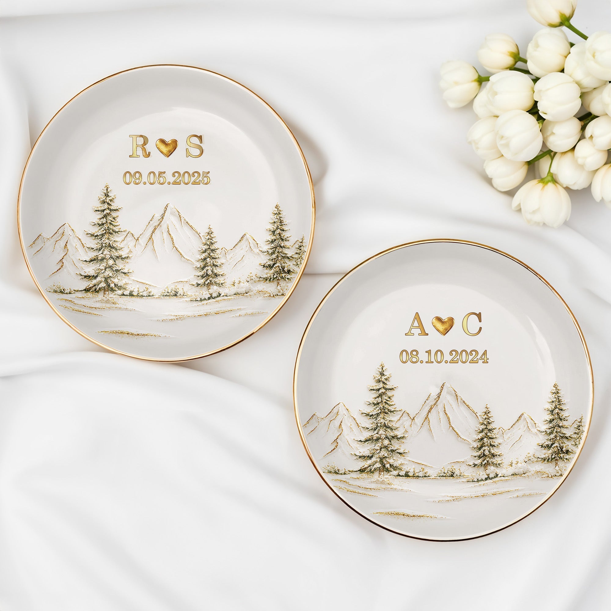 Personalized Ceramic Jewelry Dish Custom Couple Gift Adventure Jewelry Dish GradoCreations