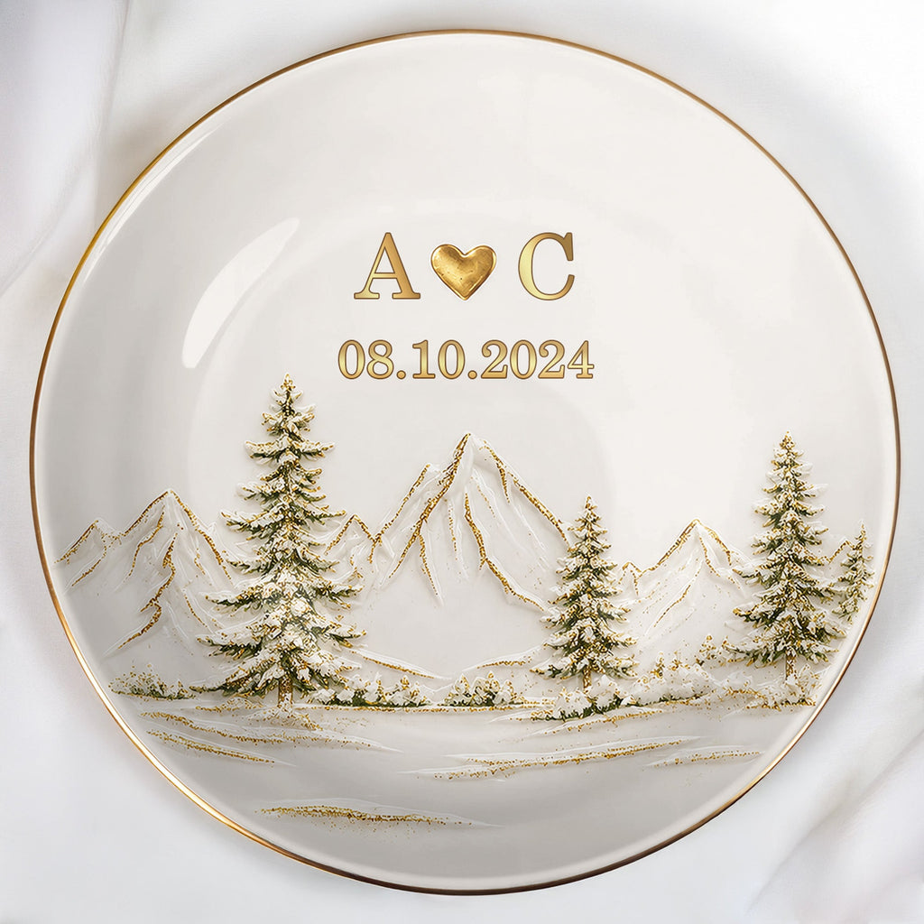 Personalized Ceramic Jewelry Dish Custom Couple Gift Adventure Jewelry Dish GradoCreations