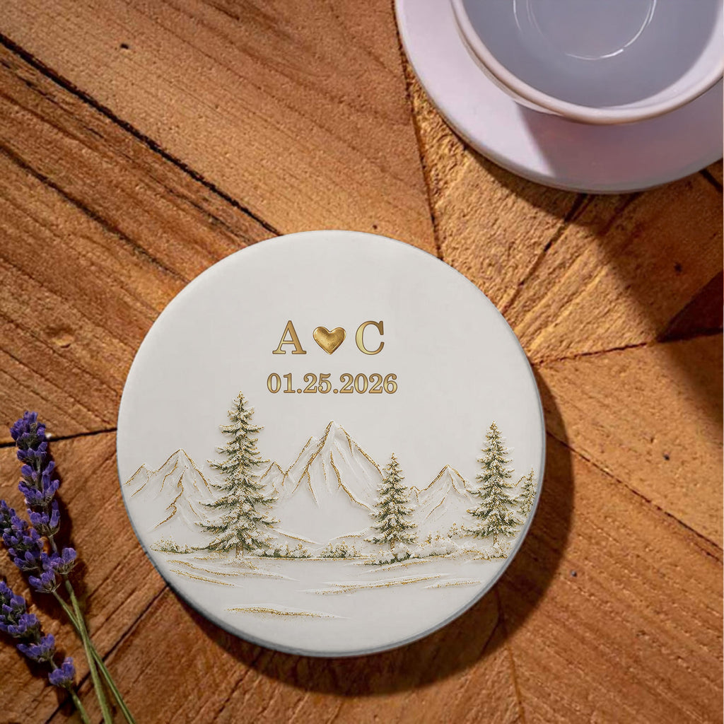Personalized Ceramic Coaster Custom Date Gift for Couples Ceramic Coaster GradoCreations