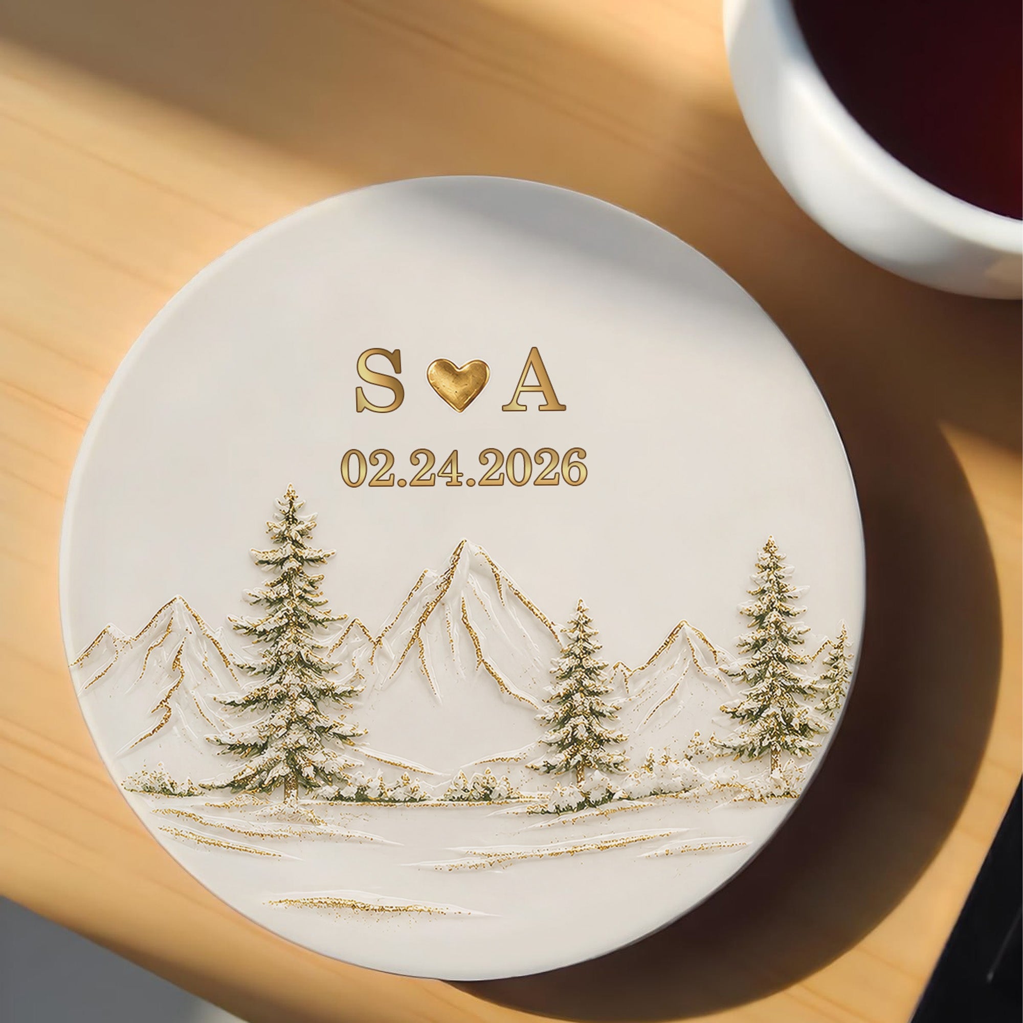 Personalized Ceramic Coaster Custom Date Gift for Couples Ceramic Coaster GradoCreations