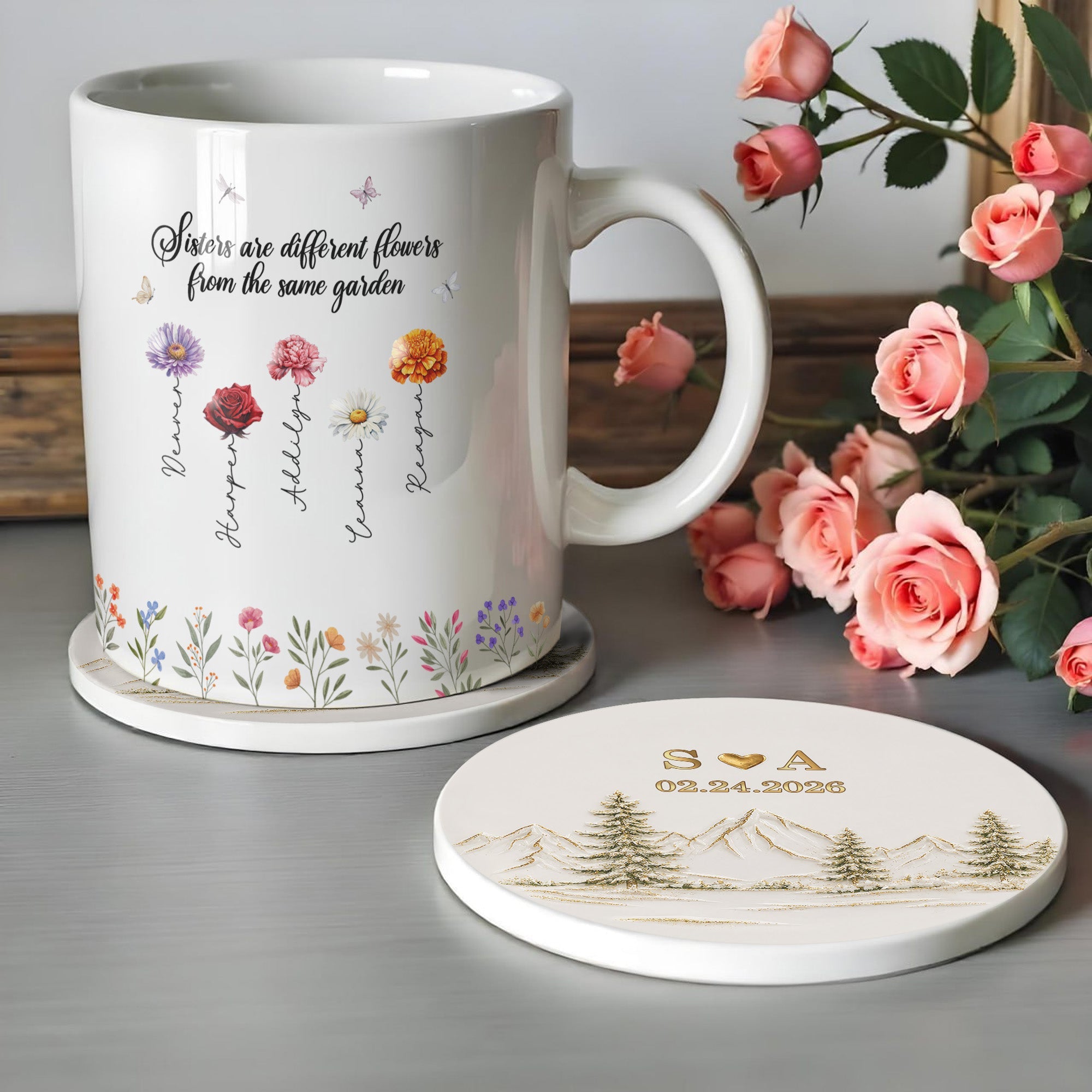 Personalized Ceramic Coaster Custom Date Gift for Couples Ceramic Coaster GradoCreations