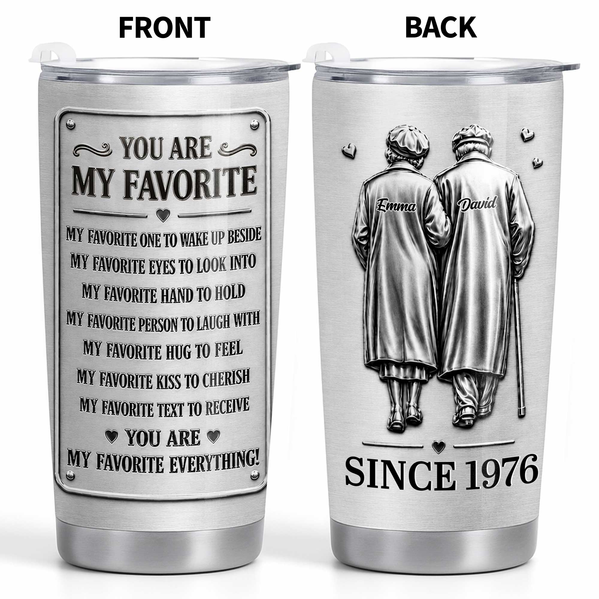 Personalized Couple Tumbler Custom Artwork 20oz Gift 20oz Tumbler GradoCreations