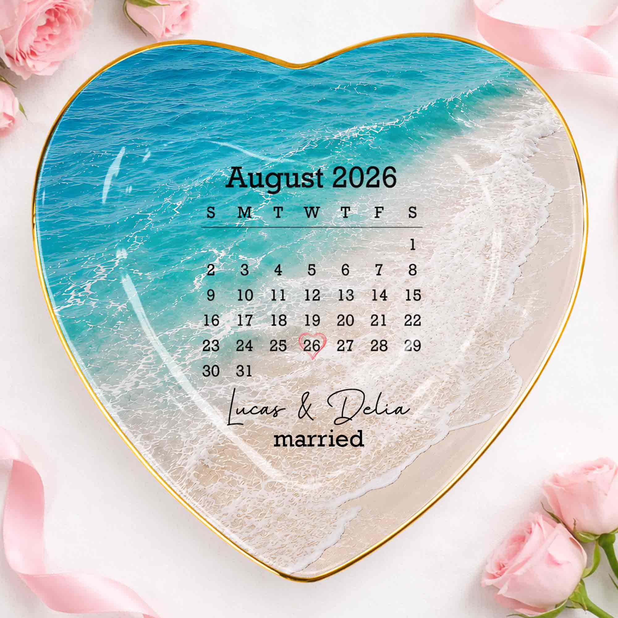 Personalized Heart Jewelry Dish Custom Name Gift for Couples Heart Jewelry Dish GradoCreations