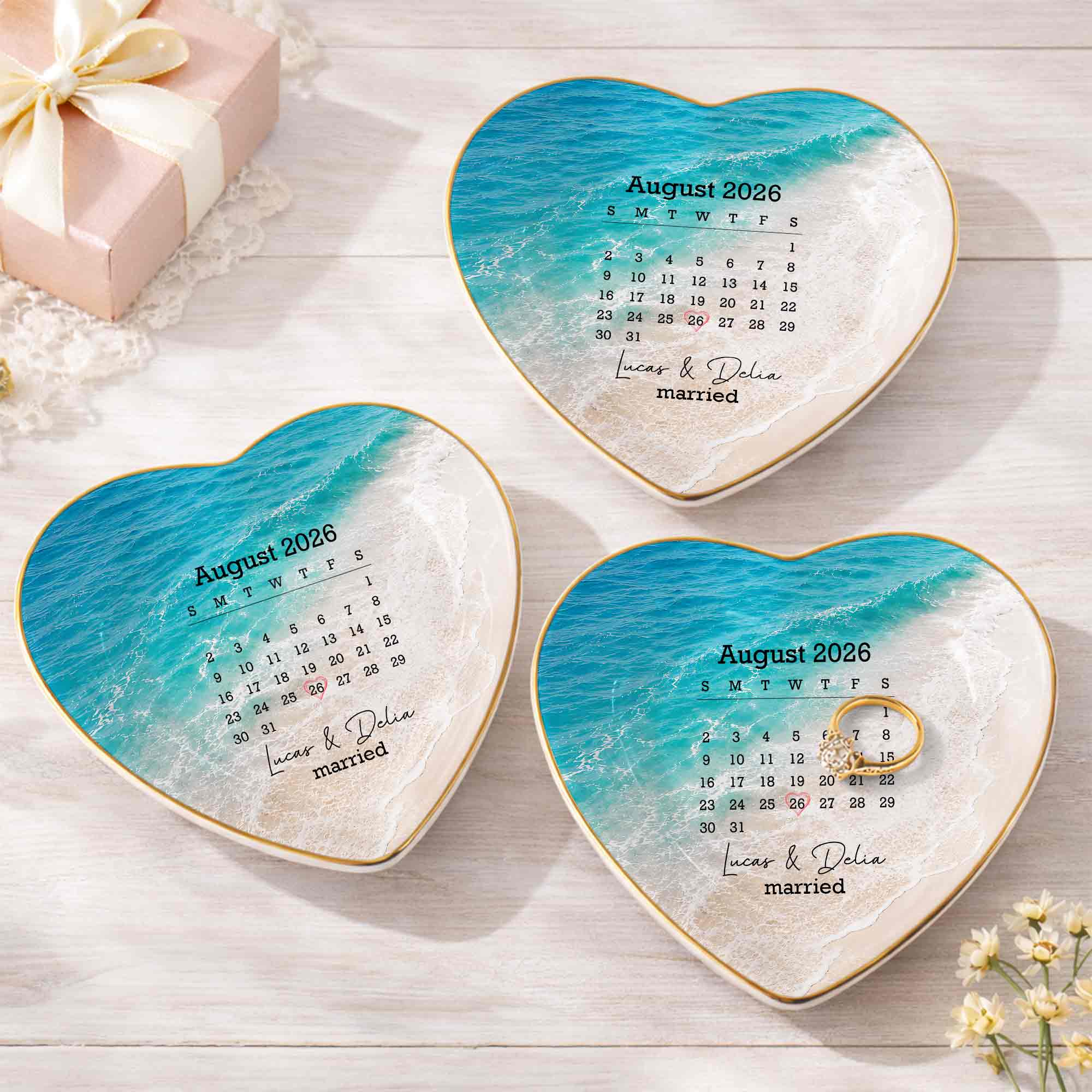 Personalized Heart Jewelry Dish Custom Name Gift for Couples Heart Jewelry Dish GradoCreations