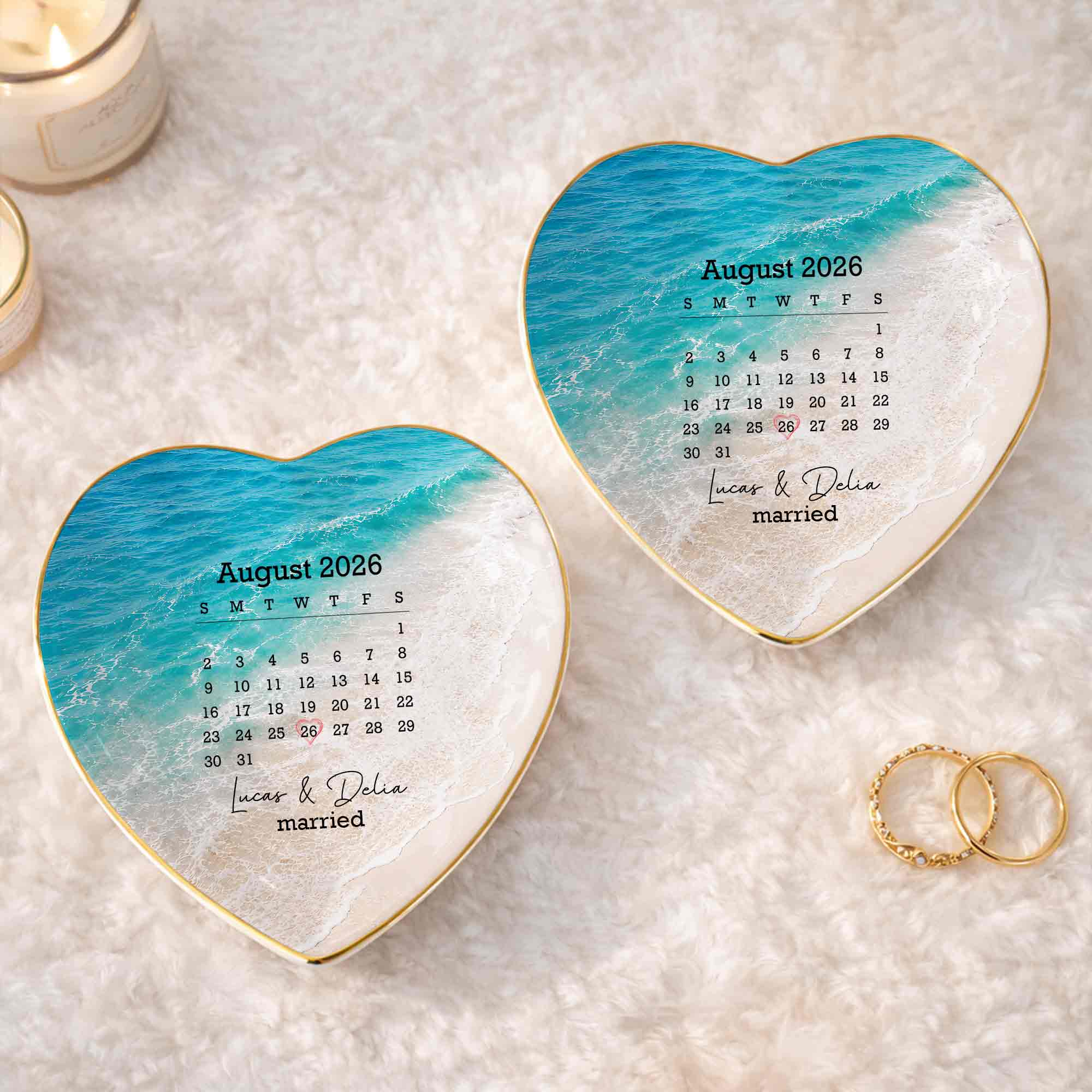 Personalized Heart Jewelry Dish Custom Name Gift for Couples Heart Jewelry Dish GradoCreations