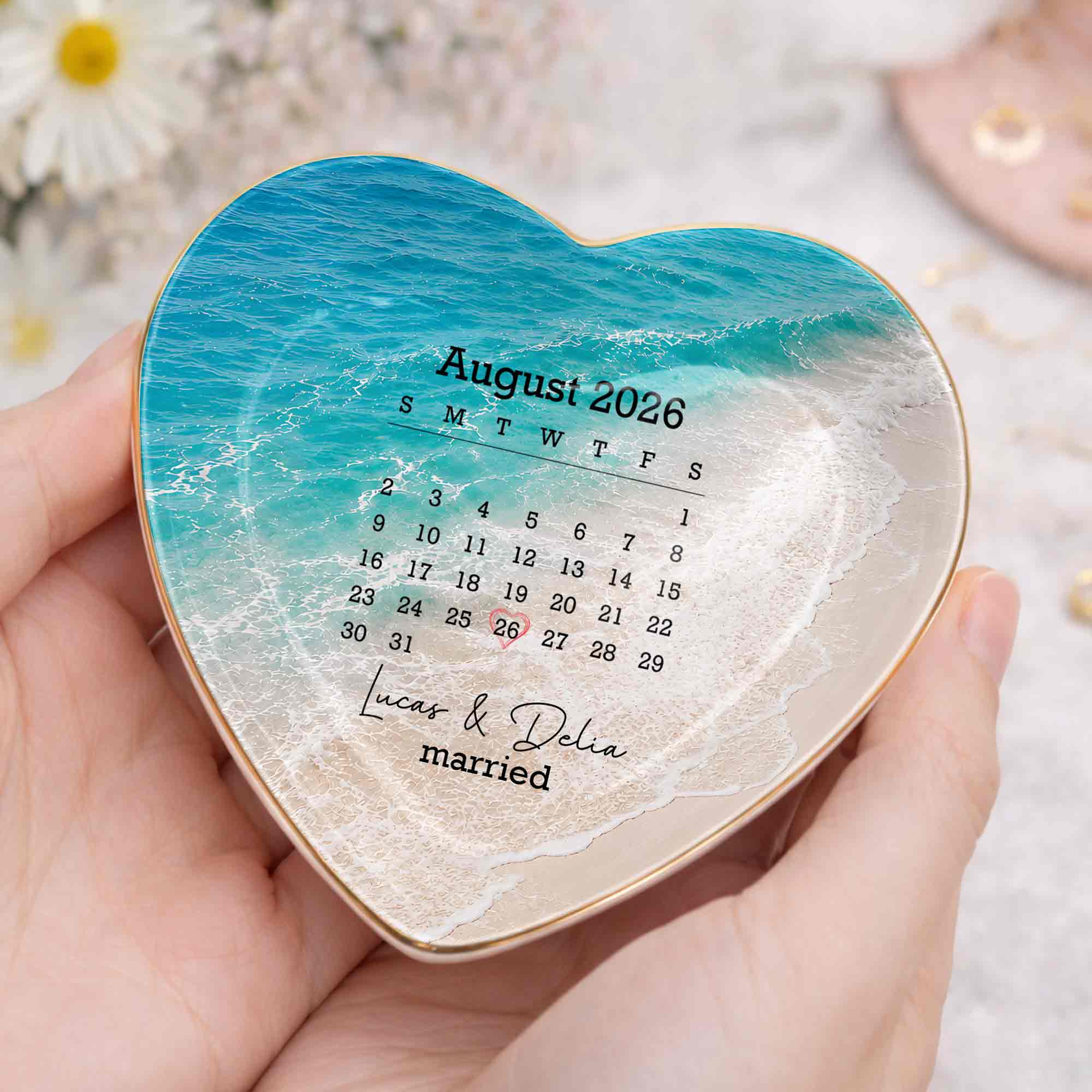 Personalized Heart Jewelry Dish Custom Name Gift for Couples Heart Jewelry Dish GradoCreations