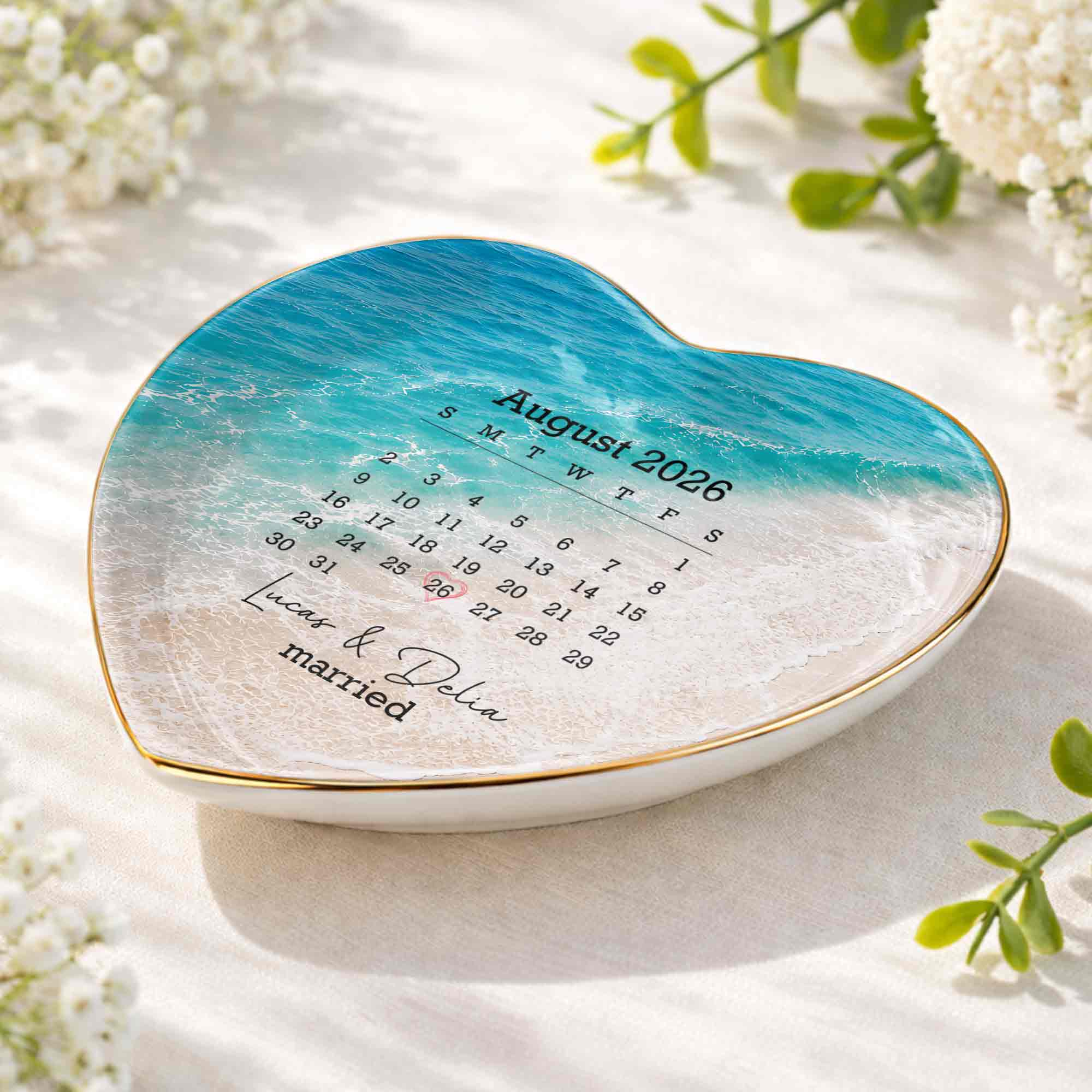 Personalized Heart Jewelry Dish Custom Name Gift for Couples Heart Jewelry Dish GradoCreations