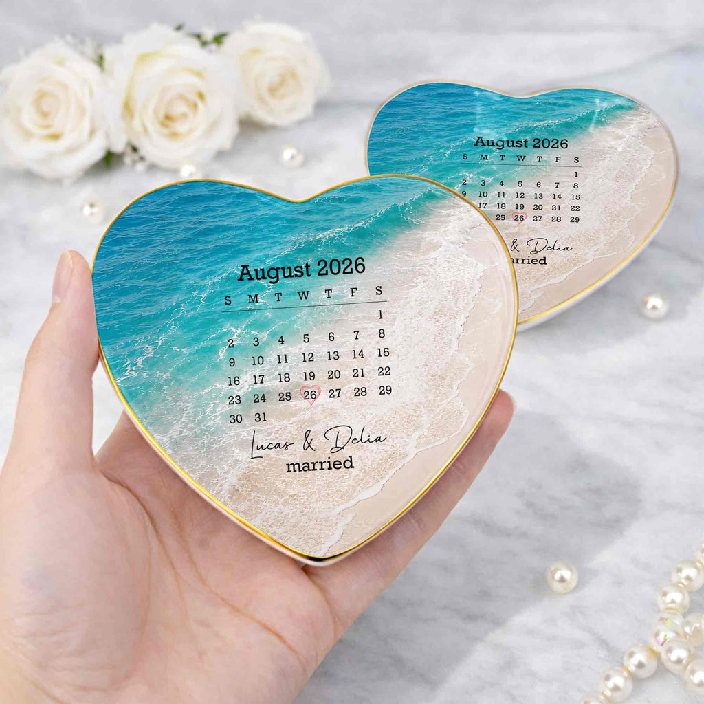 Personalized Heart Jewelry Dish Custom Name Gift for Couples Heart Jewelry Dish GradoCreations