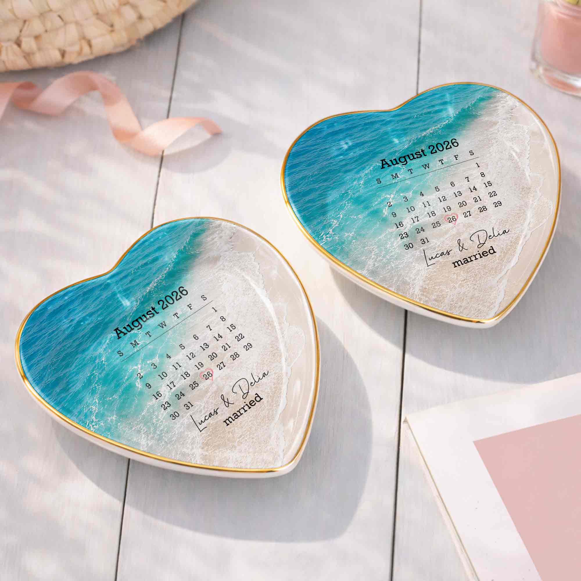 Personalized Heart Jewelry Dish Custom Name Gift for Couples Heart Jewelry Dish GradoCreations