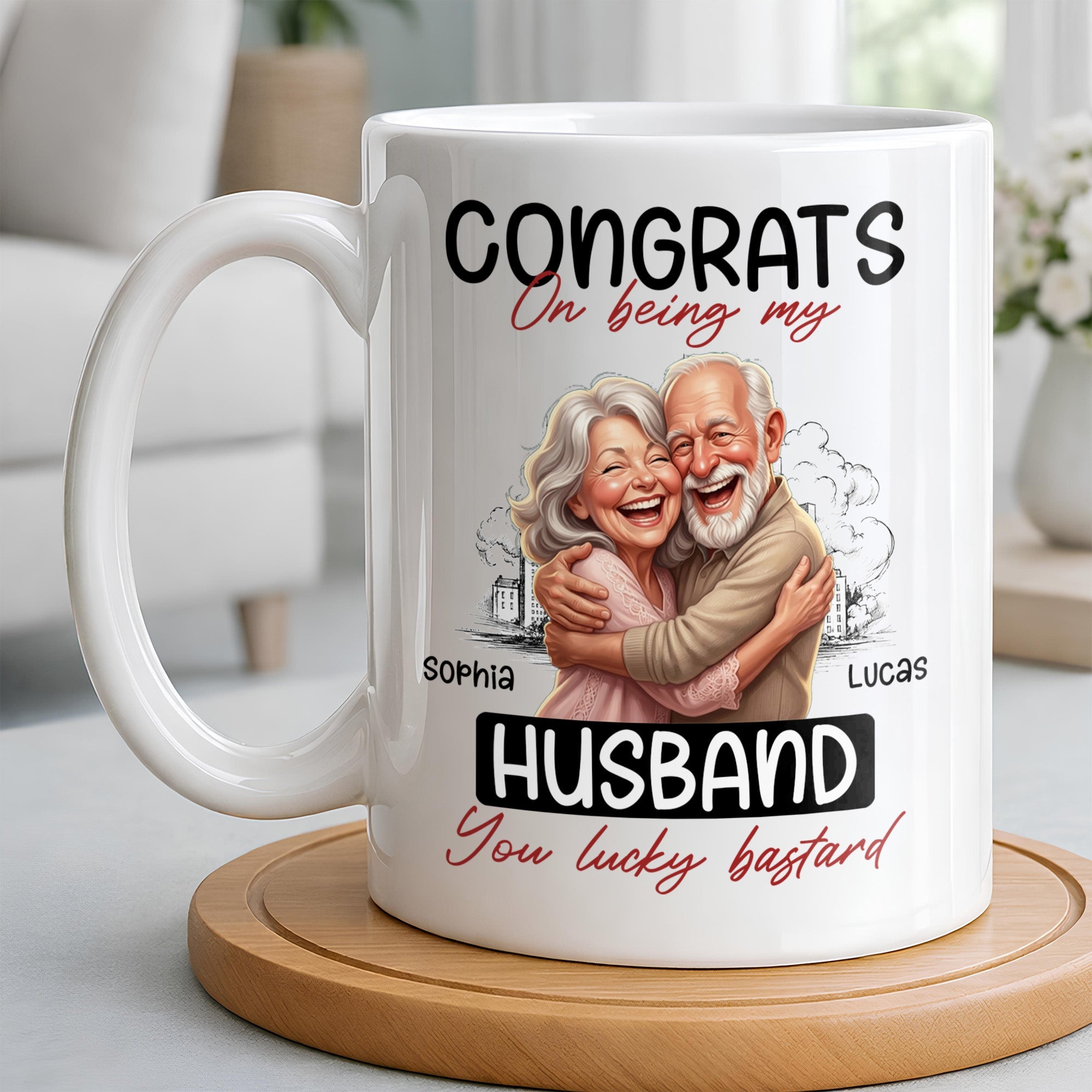 Personalized Funny Couple Coffee Mug Custom Name Gift for Husband Edge-to-edge Mug GradoCreations