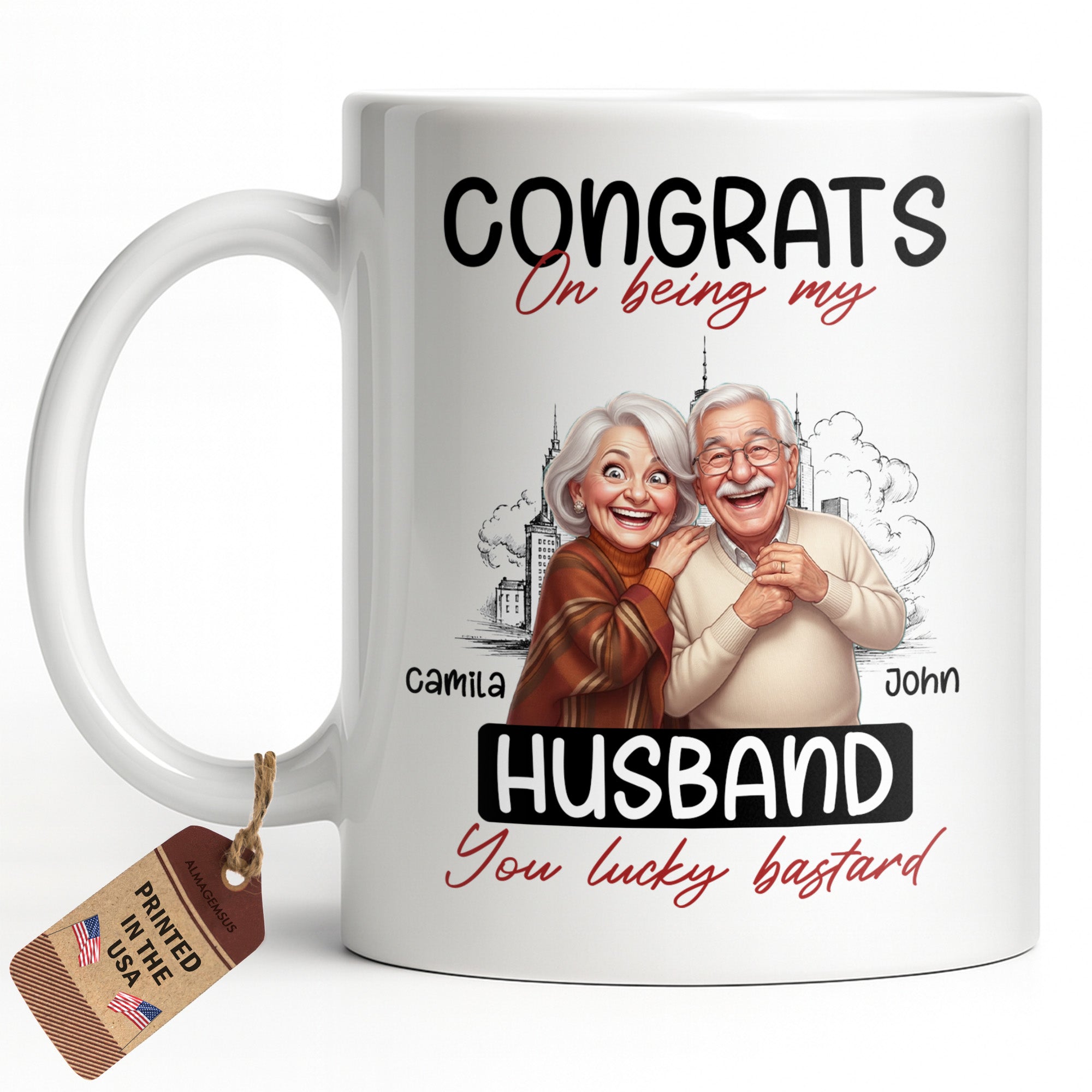 Personalized Funny Couple Coffee Mug Custom Name Gift for Husband Edge-to-edge Mug GradoCreations