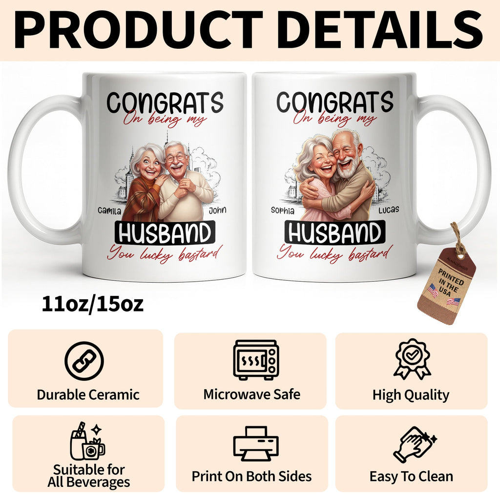 Personalized Funny Couple Coffee Mug Custom Name Gift for Husband Edge-to-edge Mug GradoCreations