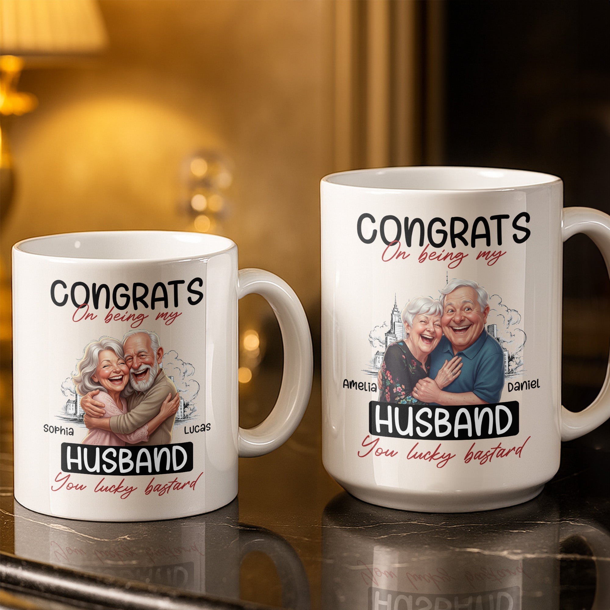 Personalized Funny Couple Coffee Mug Custom Name Gift for Husband Edge-to-edge Mug GradoCreations