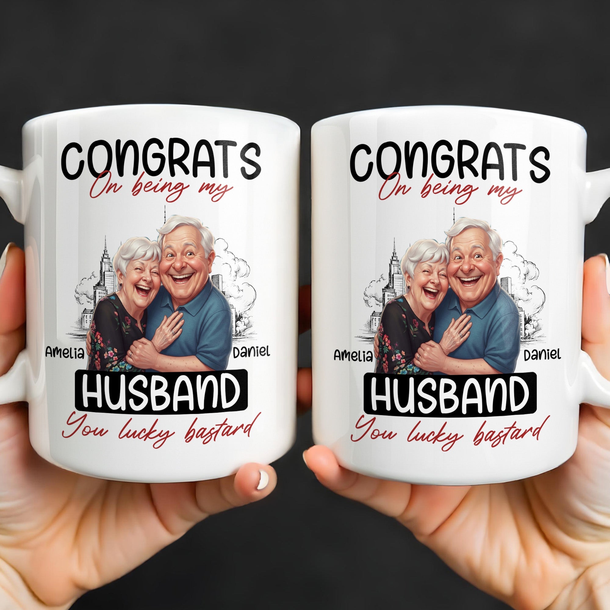 Personalized Funny Couple Coffee Mug Custom Name Gift for Husband Edge-to-edge Mug GradoCreations