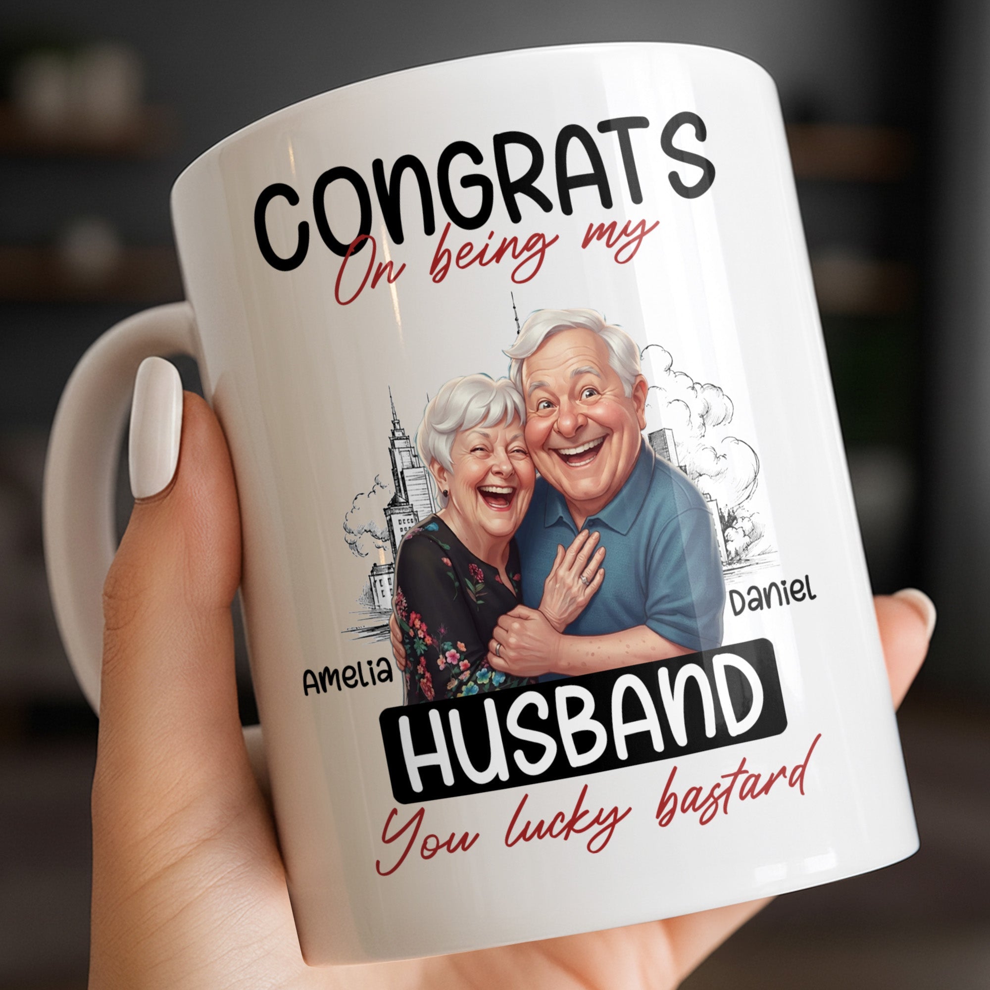 Personalized Funny Couple Coffee Mug Custom Name Gift for Husband Edge-to-edge Mug GradoCreations