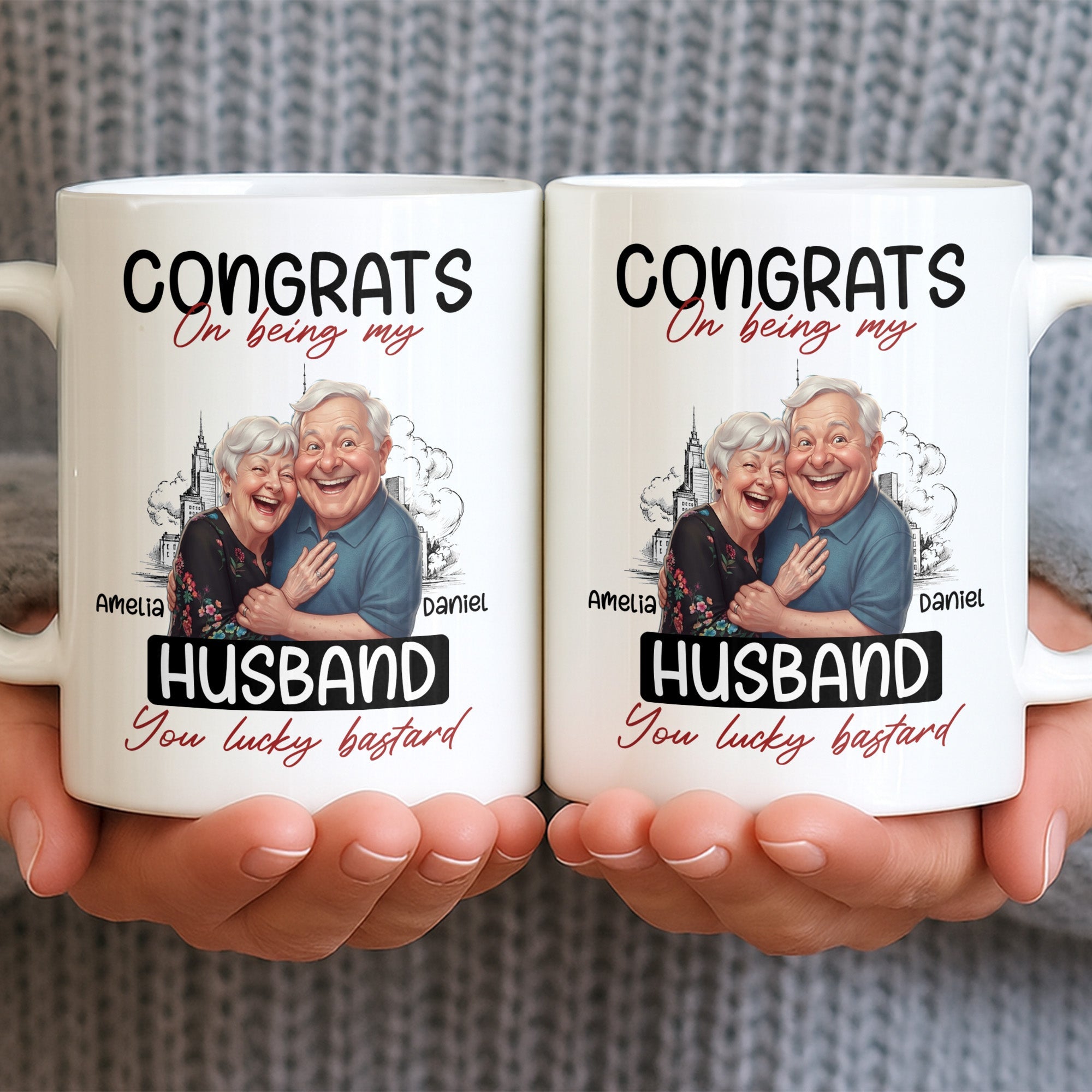 Personalized Funny Couple Coffee Mug Custom Name Gift for Husband Edge-to-edge Mug GradoCreations