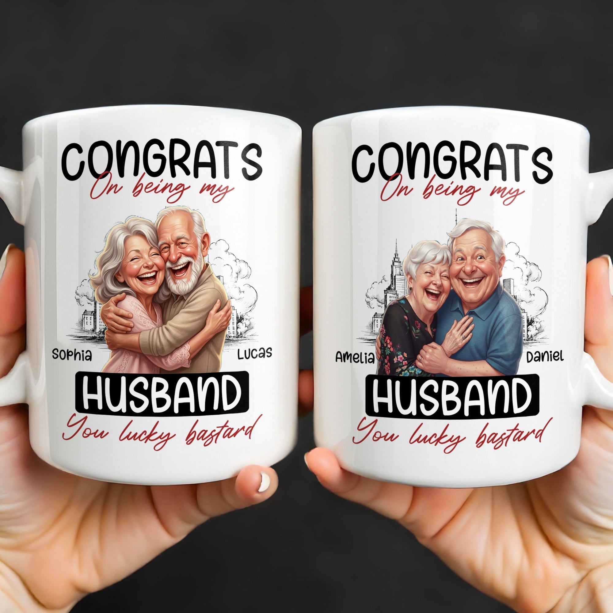 Personalized Funny Couple Coffee Mug Custom Name Gift for Husband Edge-to-edge Mug GradoCreations