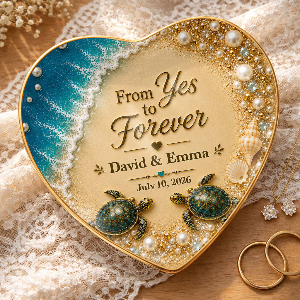Personalized Heart Ceramic Jewelry Dish Custom Name Gift for Couples Heart Jewelry Dish GradoCreations
