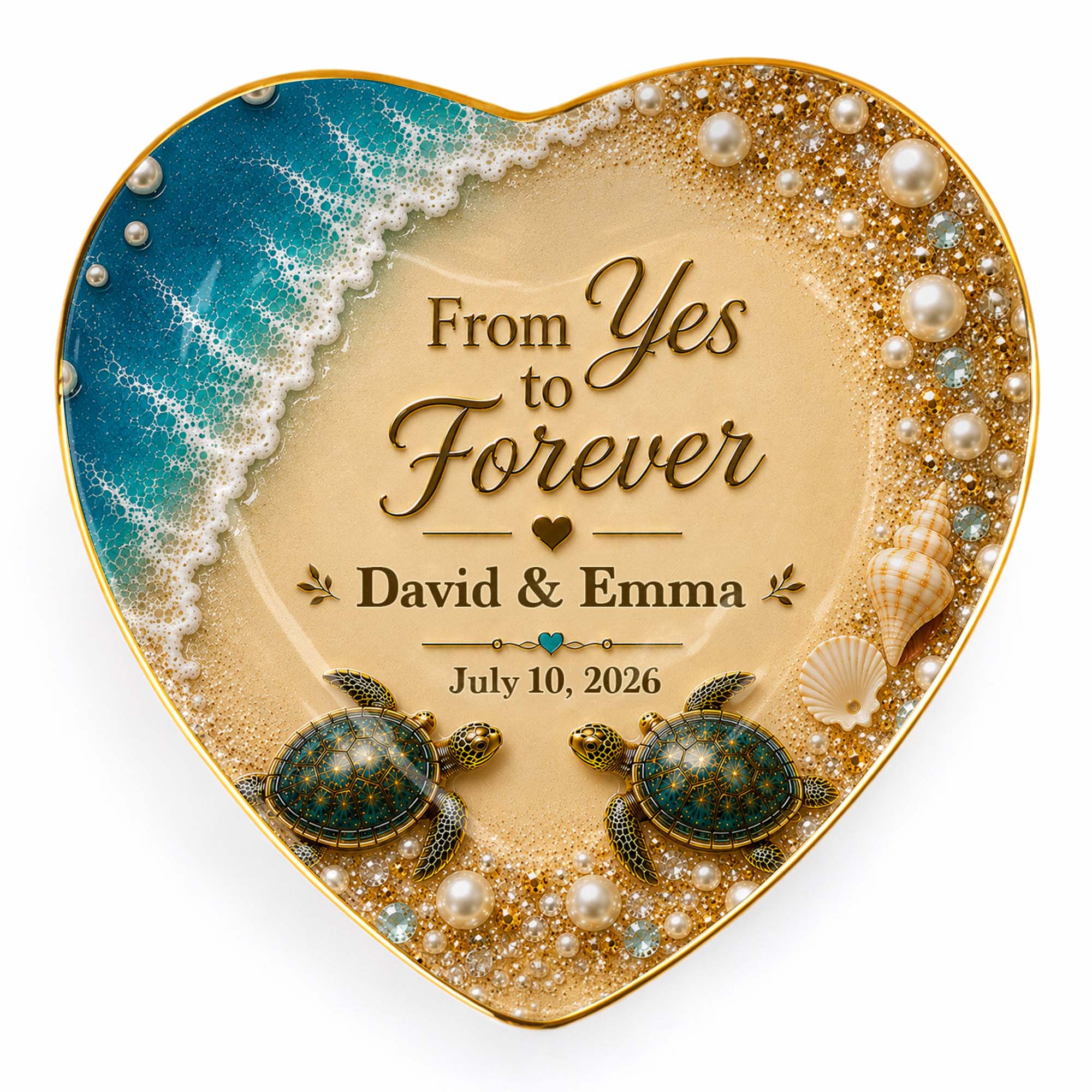 Personalized Heart Ceramic Jewelry Dish Custom Name Gift for Couples Heart Jewelry Dish GradoCreations