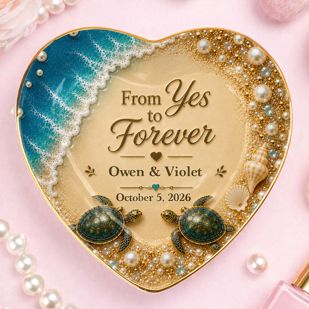 Personalized Heart Ceramic Jewelry Dish Custom Name Gift for Couples Heart Jewelry Dish GradoCreations