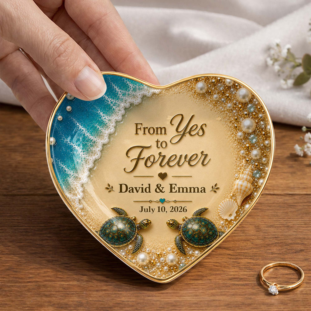 Personalized Heart Ceramic Jewelry Dish Custom Name Gift for Couples Heart Jewelry Dish GradoCreations