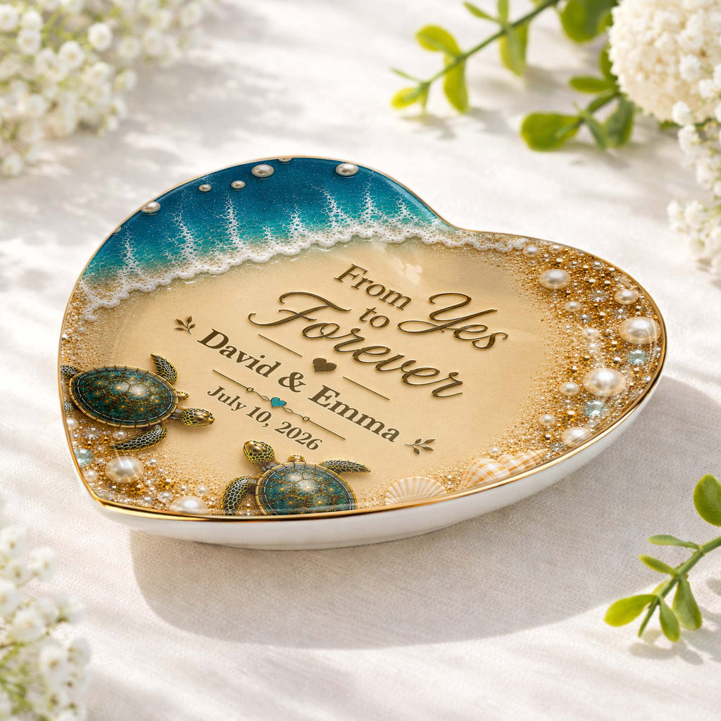 Personalized Heart Ceramic Jewelry Dish Custom Name Gift for Couples Heart Jewelry Dish GradoCreations