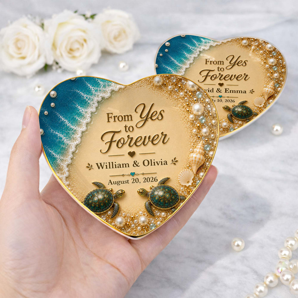 Personalized Heart Ceramic Jewelry Dish Custom Name Gift for Couples Heart Jewelry Dish GradoCreations