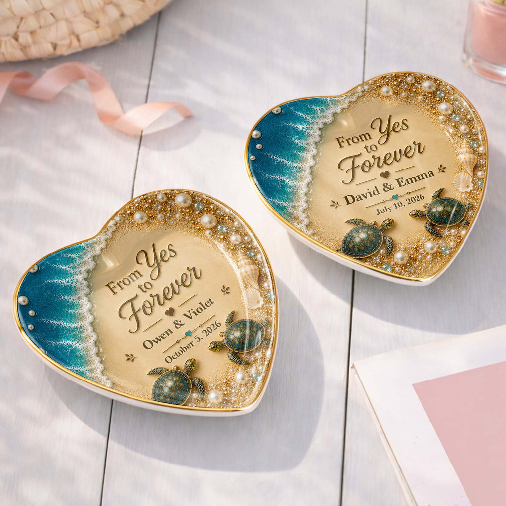 Personalized Heart Ceramic Jewelry Dish Custom Name Gift for Couples Heart Jewelry Dish GradoCreations