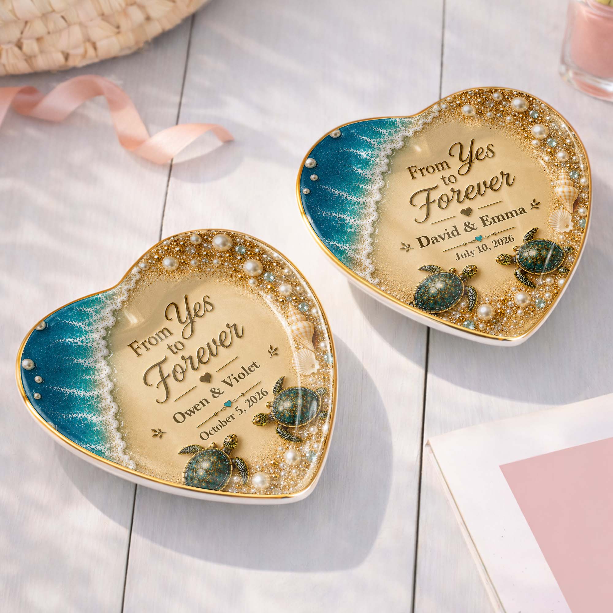 Personalized Heart Ceramic Jewelry Dish Custom Name Gift for Couples Heart Jewelry Dish GradoCreations