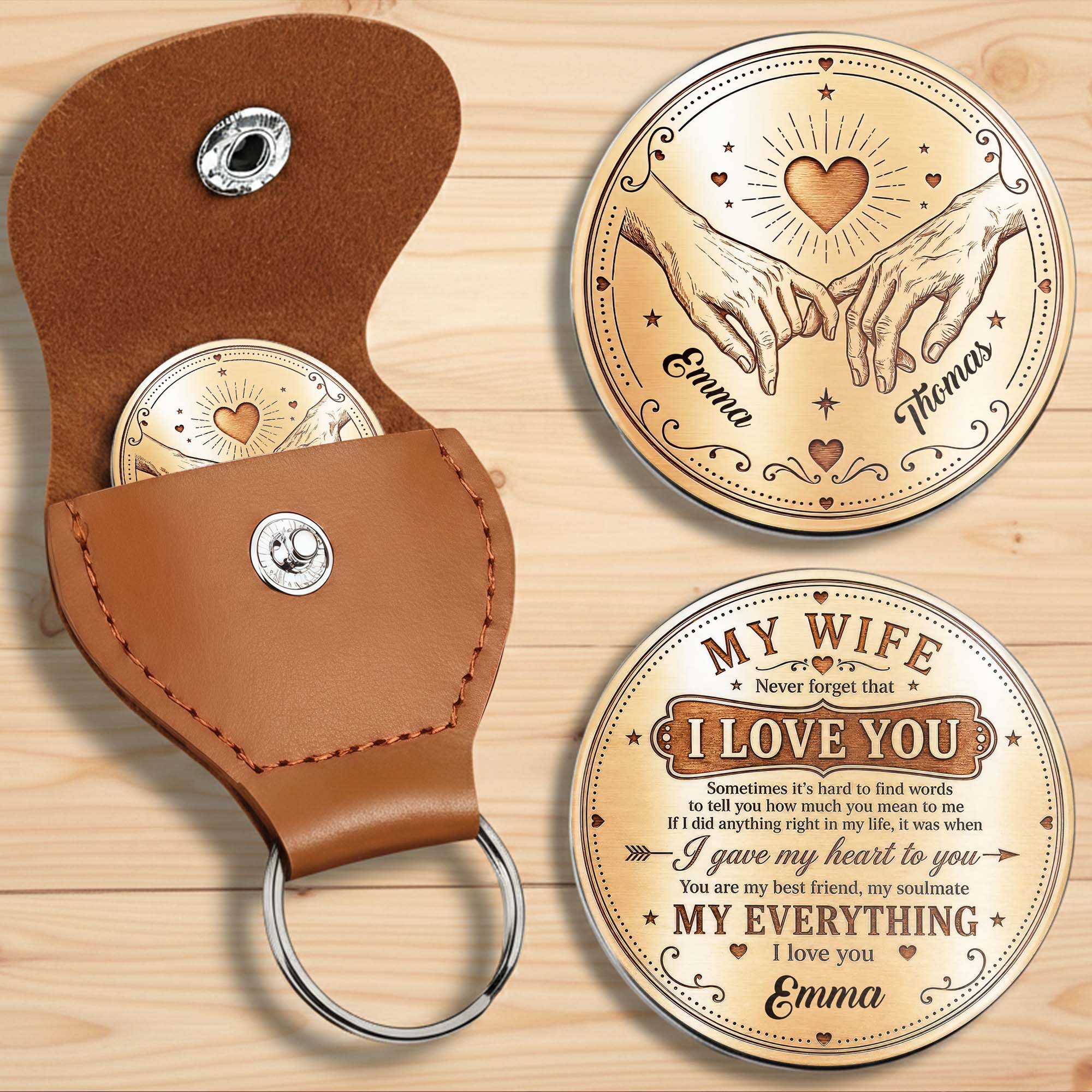 Personalized Pocket Hug Custom Name Gift for Couples Anniversary Pocket Hug GradoCreations