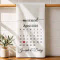 Personalized Kitchen Towel Custom Heart Date Design Gift for Couples Kitchen Towel GradoCreations