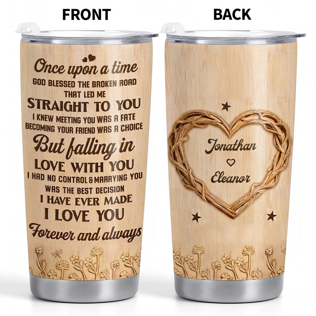 Personalized Stainless Steel Tumbler Custom Heart Design Gift for Couples Tumbler GradoCreations