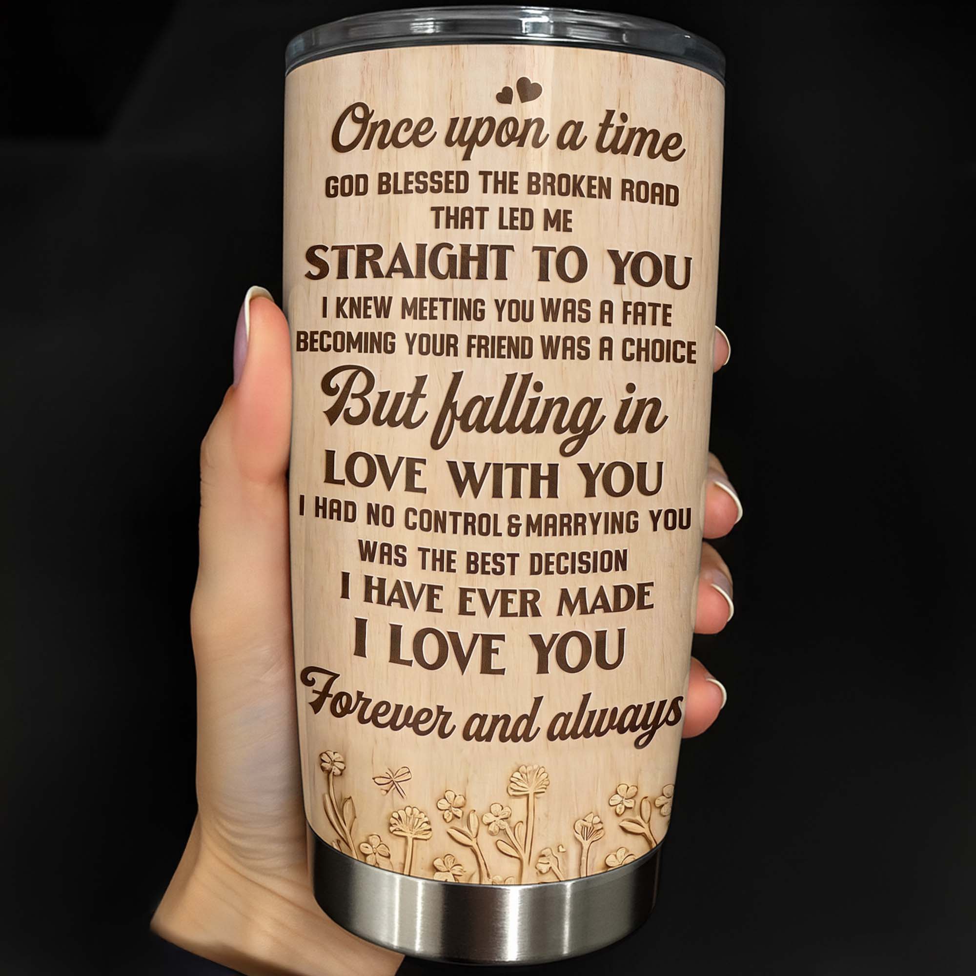 Personalized Stainless Steel Tumbler Custom Heart Design Gift for Couples Tumbler GradoCreations