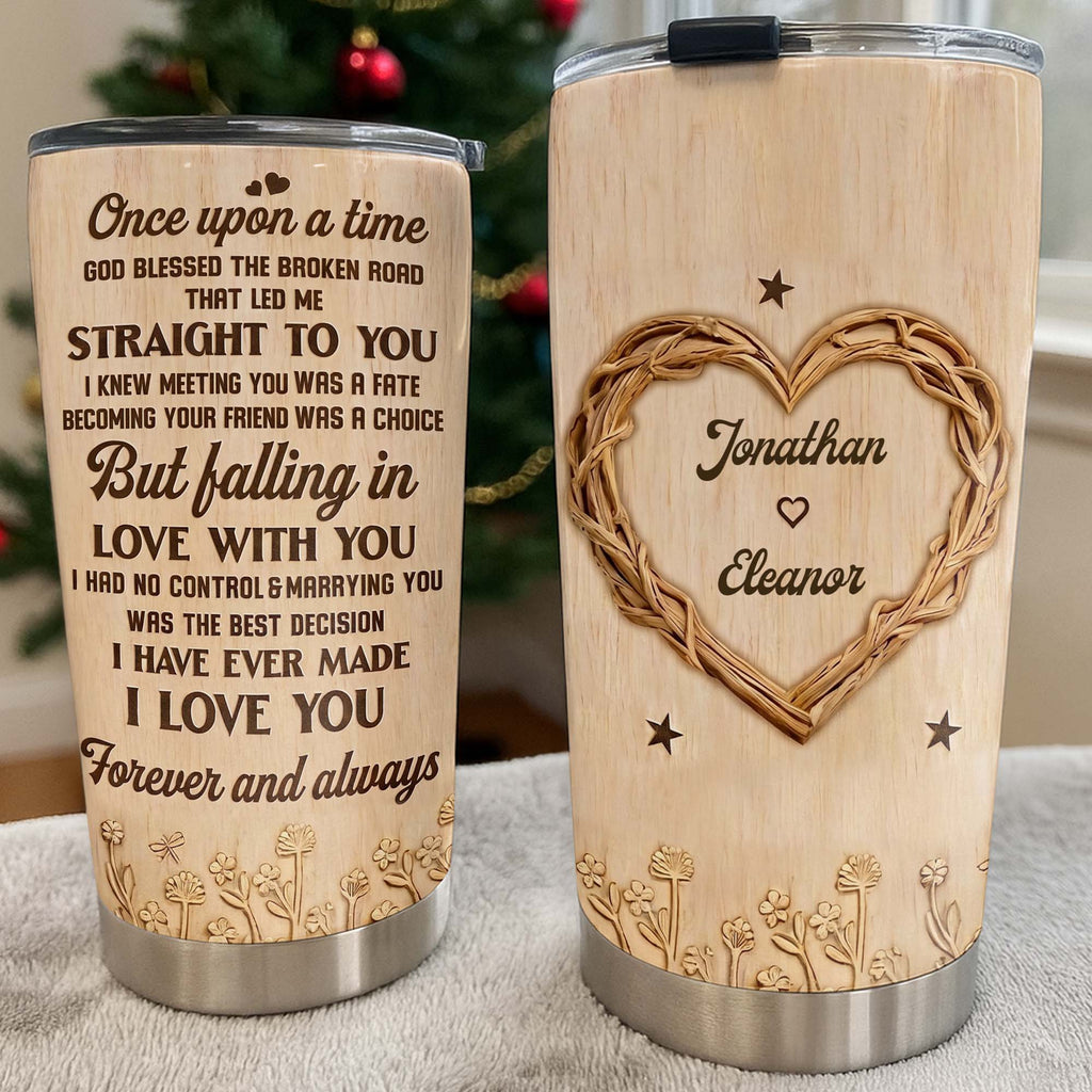 Personalized Stainless Steel Tumbler Custom Heart Design Gift for Couples Tumbler GradoCreations