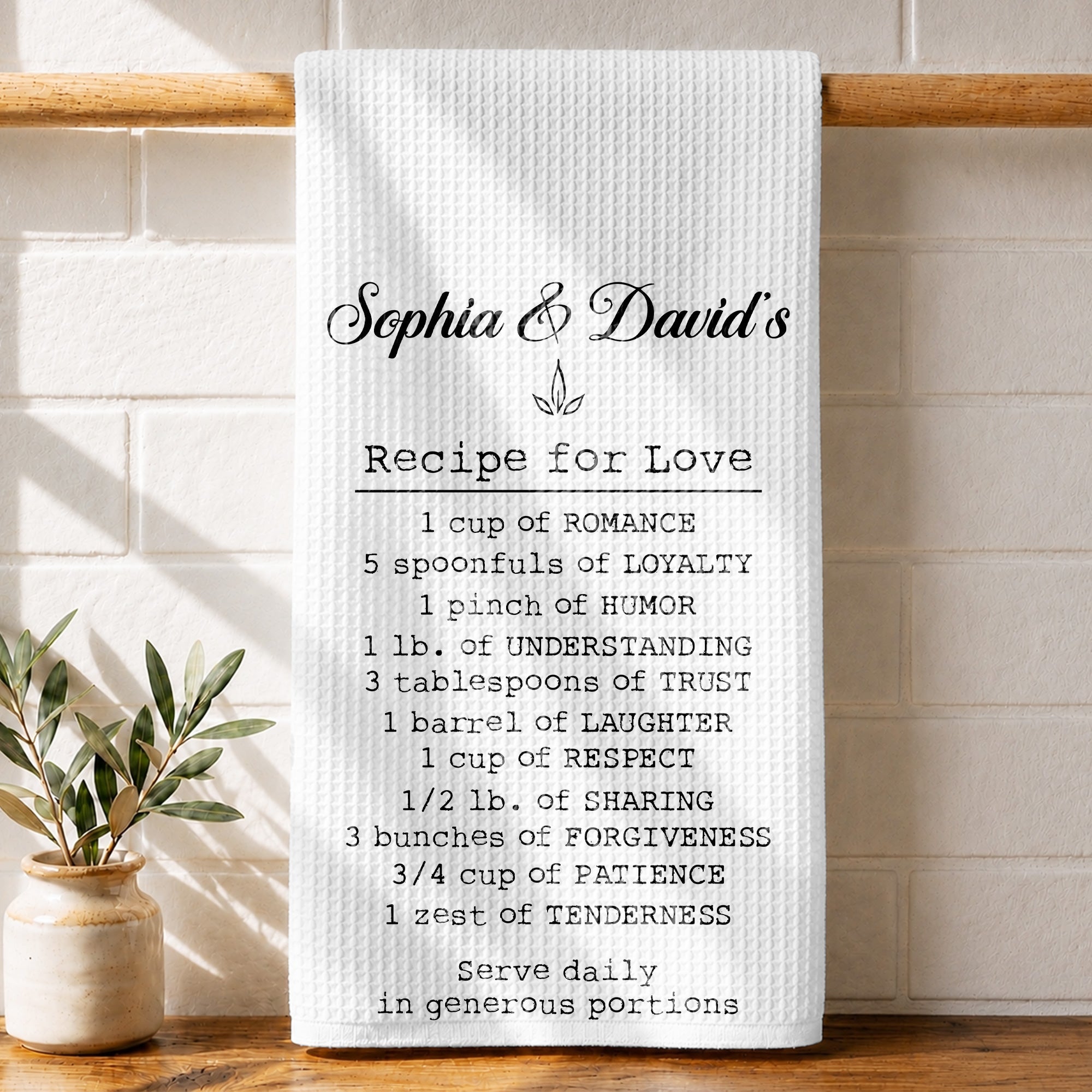 Personalized Recipe for Love Kitchen Towel Custom Gift for Couples Kitchen Towel GradoCreations