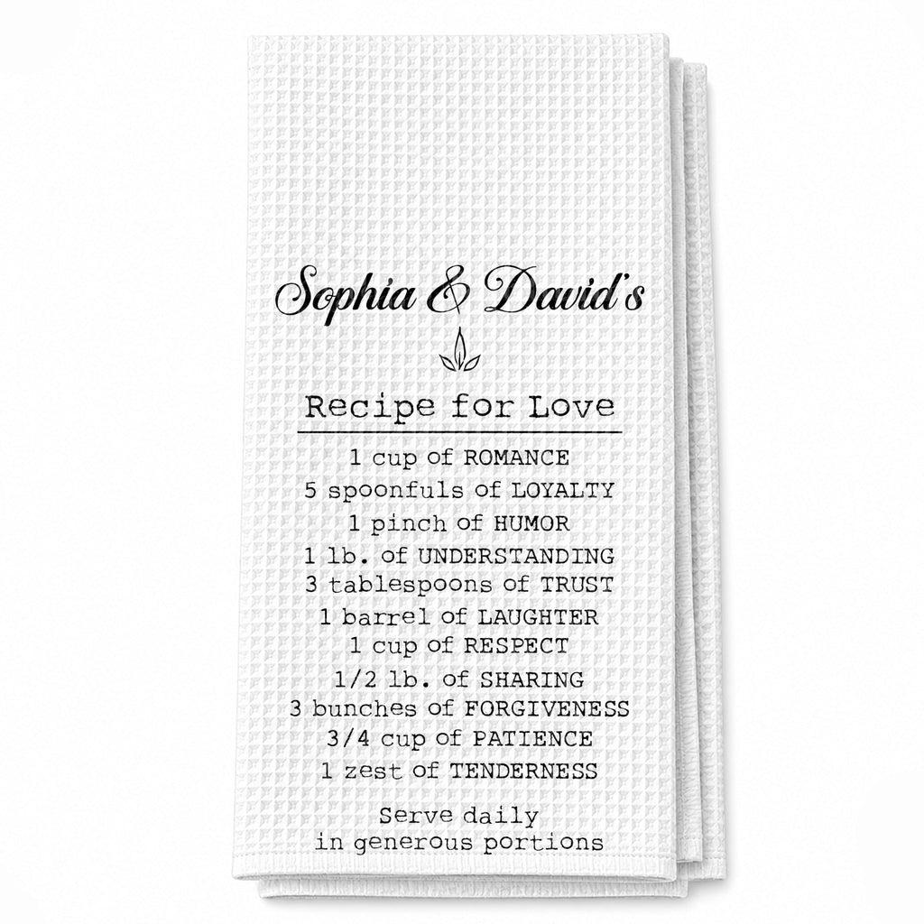 Personalized Recipe for Love Kitchen Towel Custom Gift for Couples Kitchen Towel GradoCreations