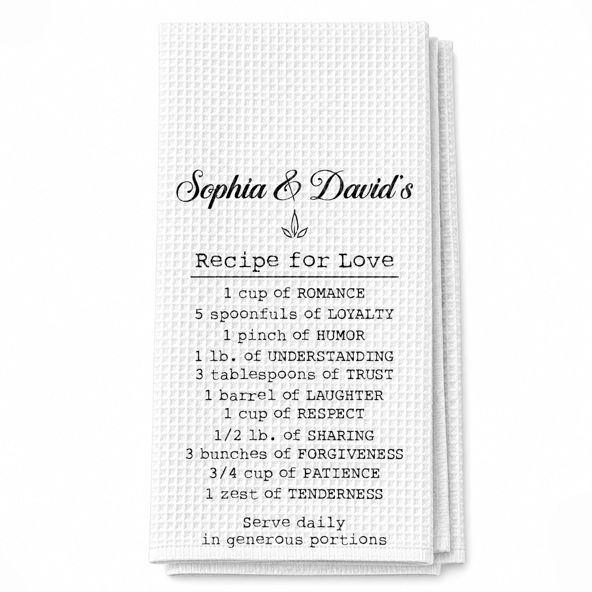 Personalized Recipe for Love Kitchen Towel Custom Gift for Couples Kitchen Towel GradoCreations
