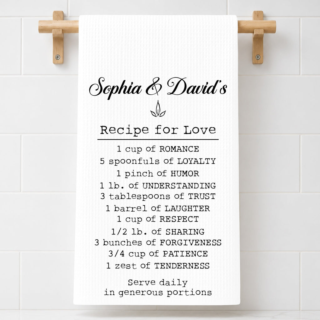 Personalized Recipe for Love Kitchen Towel Custom Gift for Couples Kitchen Towel GradoCreations