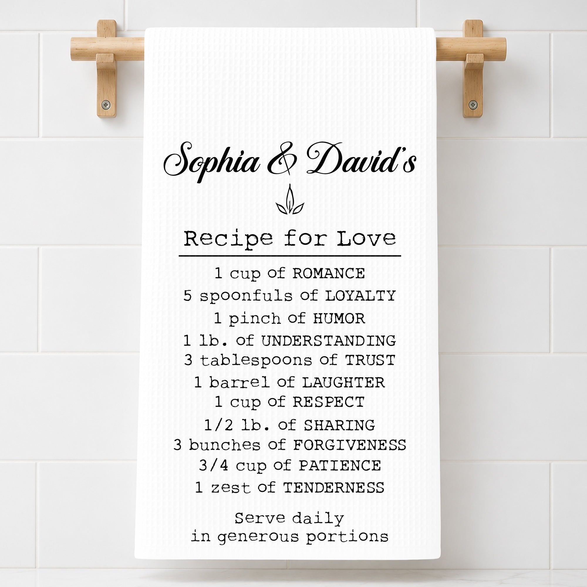 Personalized Recipe for Love Kitchen Towel Custom Gift for Couples Kitchen Towel GradoCreations
