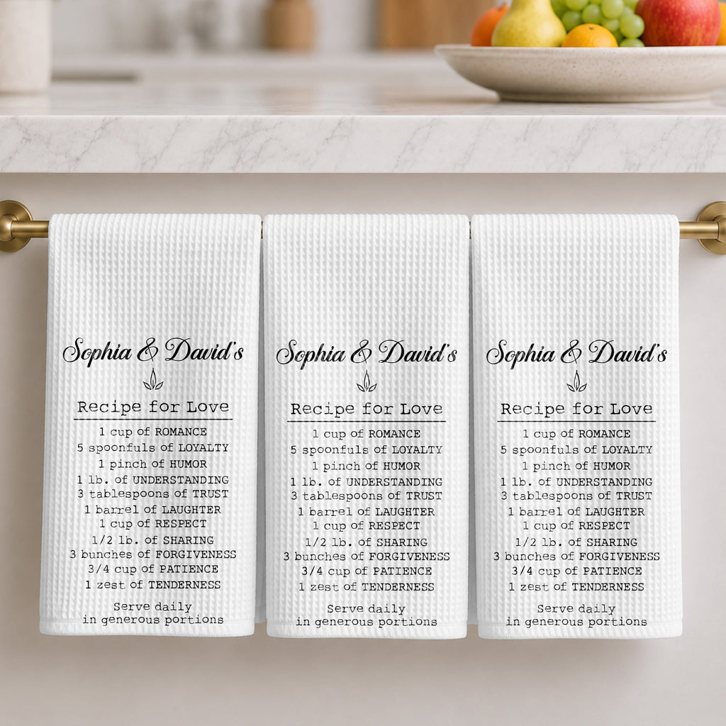 Personalized Recipe for Love Kitchen Towel Custom Gift for Couples Kitchen Towel GradoCreations