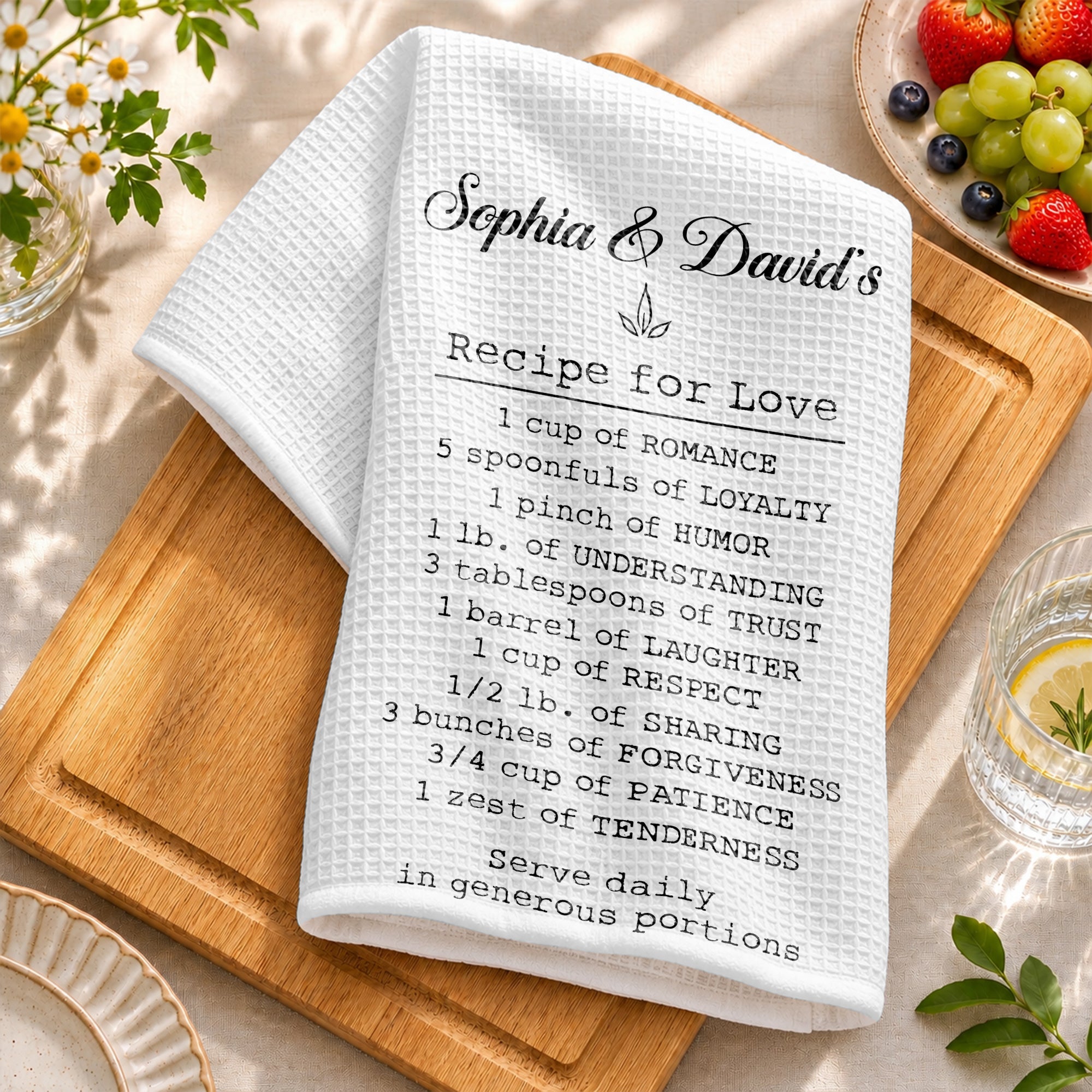 Personalized Recipe for Love Kitchen Towel Custom Gift for Couples Kitchen Towel GradoCreations