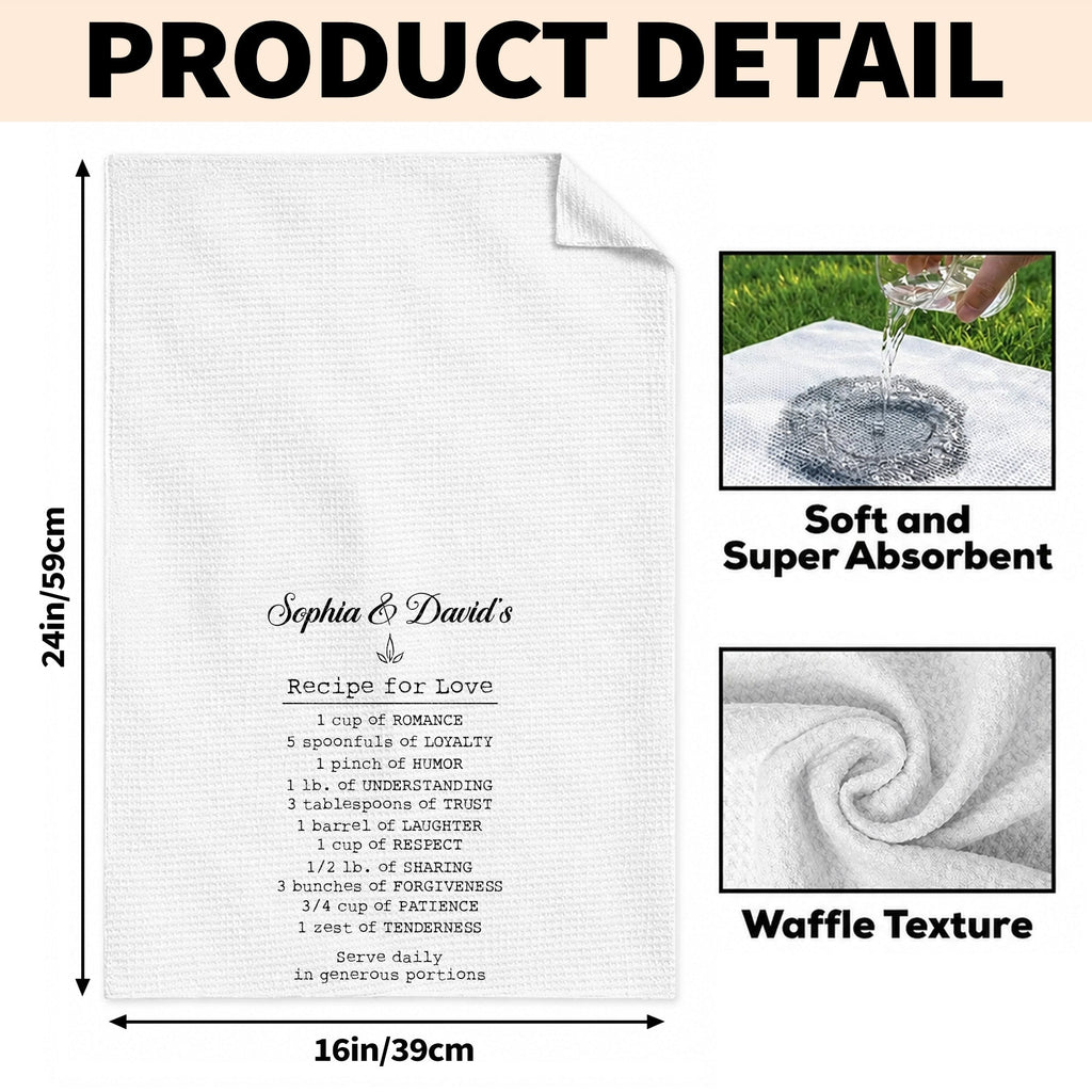 Personalized Recipe for Love Kitchen Towel Custom Gift for Couples Kitchen Towel GradoCreations
