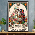 Personalized Skeleton Couple Sugar Skull Vertical Poster Gift Poster GradoCreations