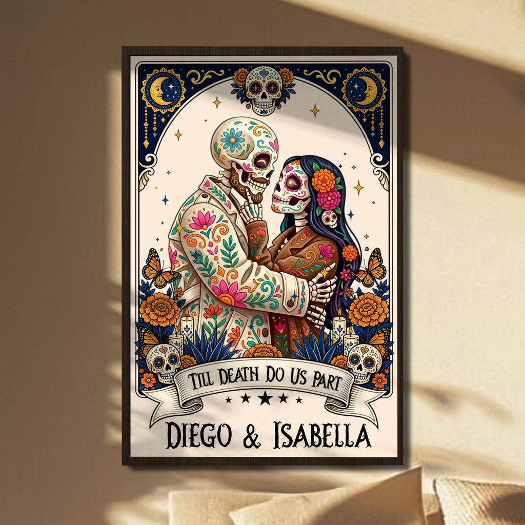 Personalized Skeleton Couple Sugar Skull Vertical Poster Gift Poster GradoCreations