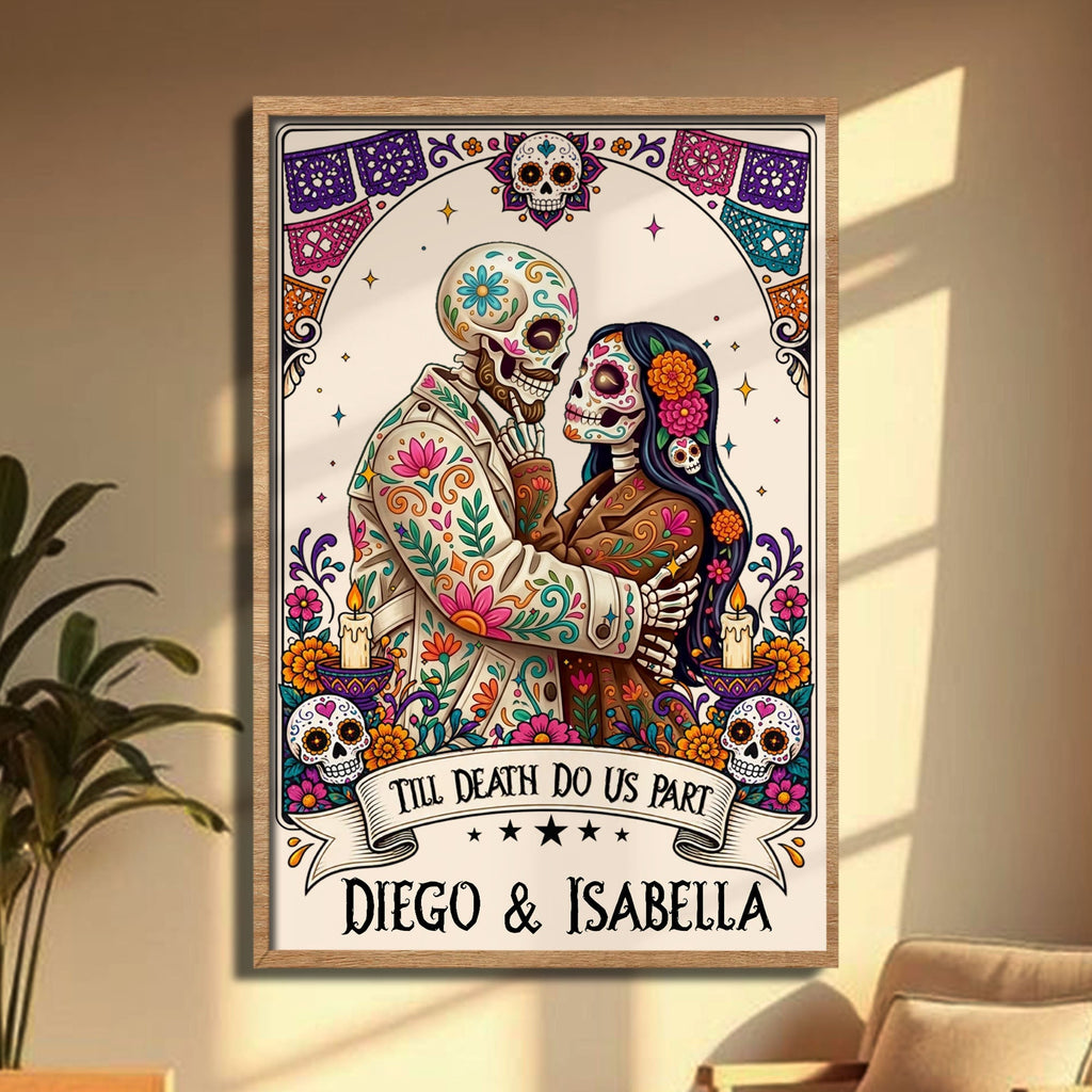 Personalized Skeleton Couple Sugar Skull Vertical Poster Gift Poster GradoCreations