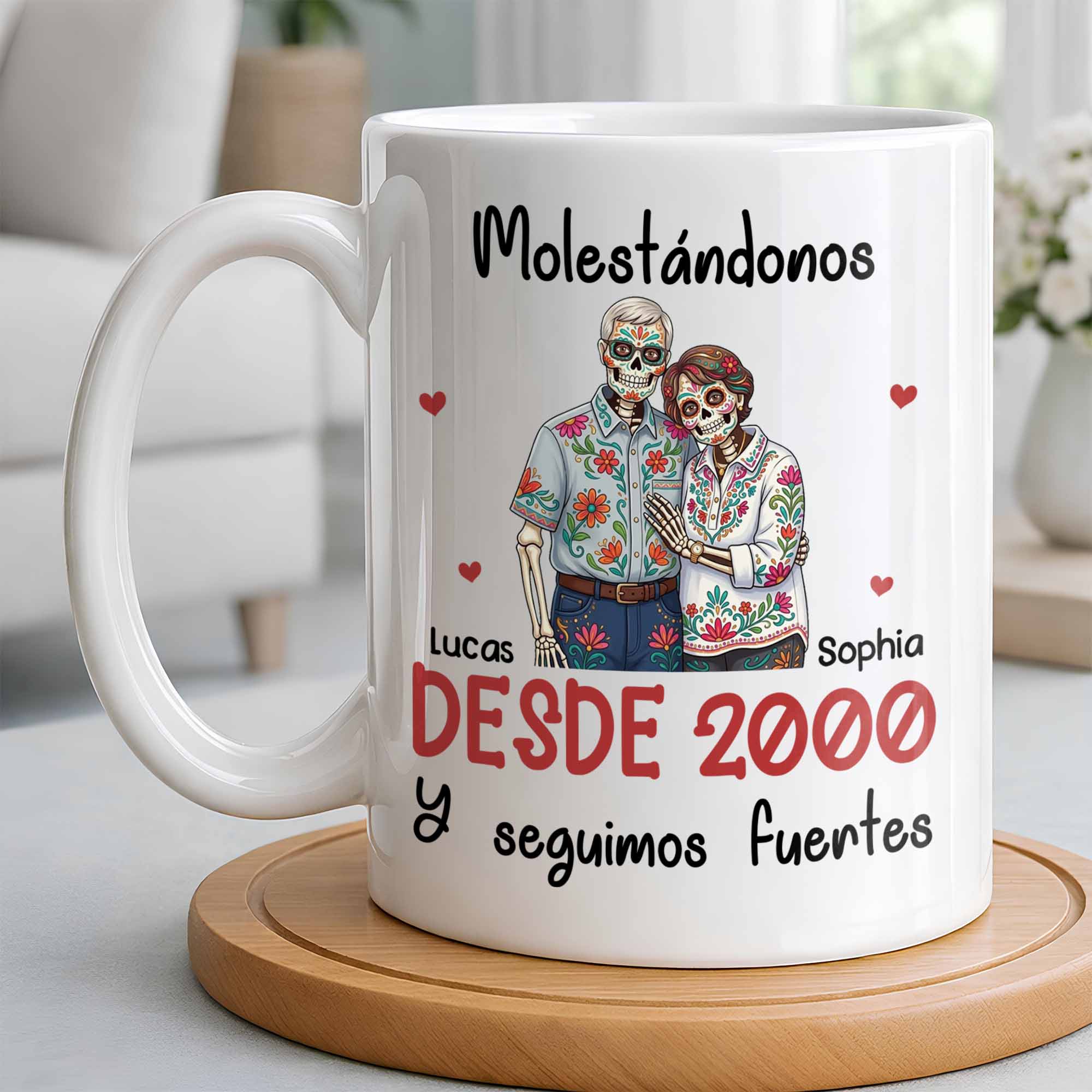 Personalized Sugar Skull Couple Coffee Mug Custom Name Gift Edge-to-edge Mug GradoCreations