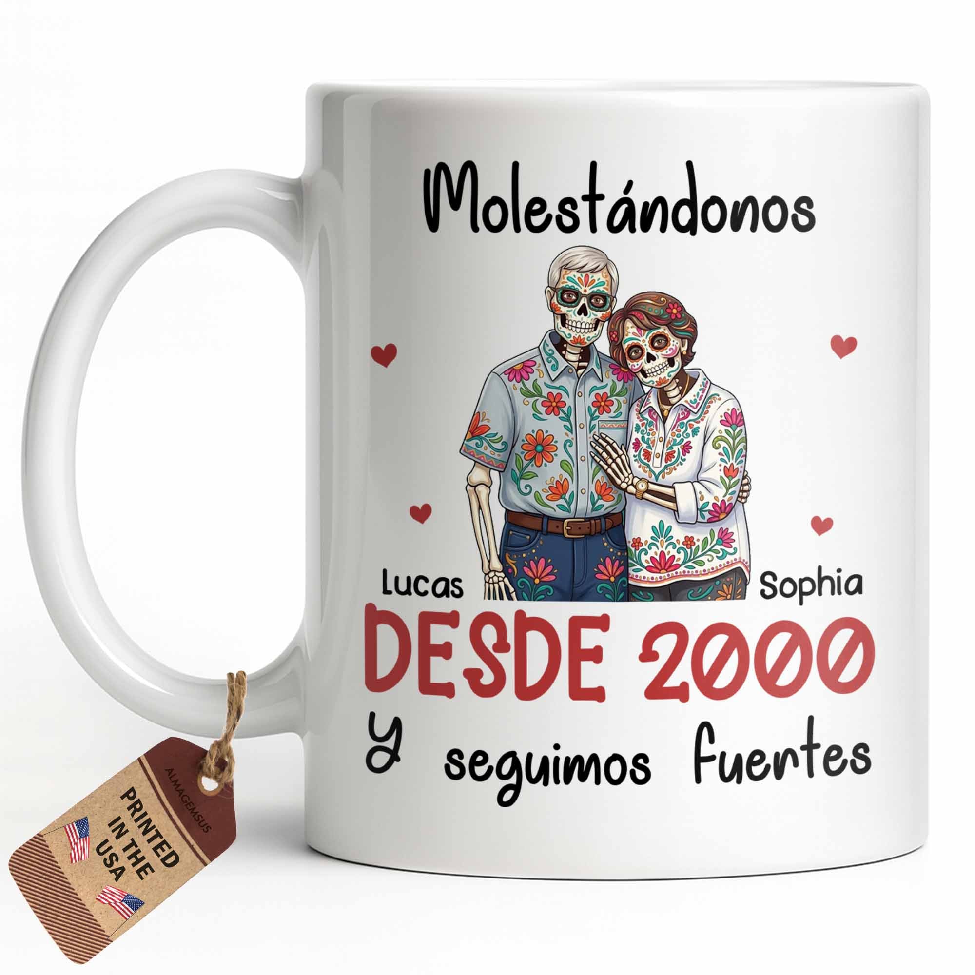 Personalized Sugar Skull Couple Coffee Mug Custom Name Gift Edge-to-edge Mug GradoCreations