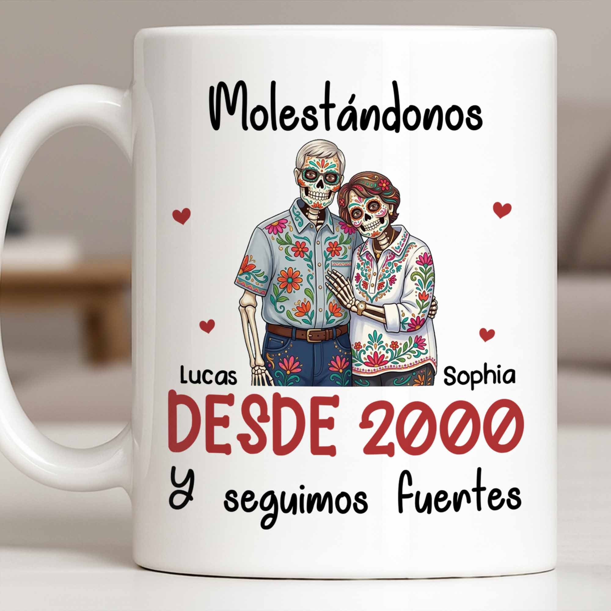 Personalized Sugar Skull Couple Coffee Mug Custom Name Gift Edge-to-edge Mug GradoCreations